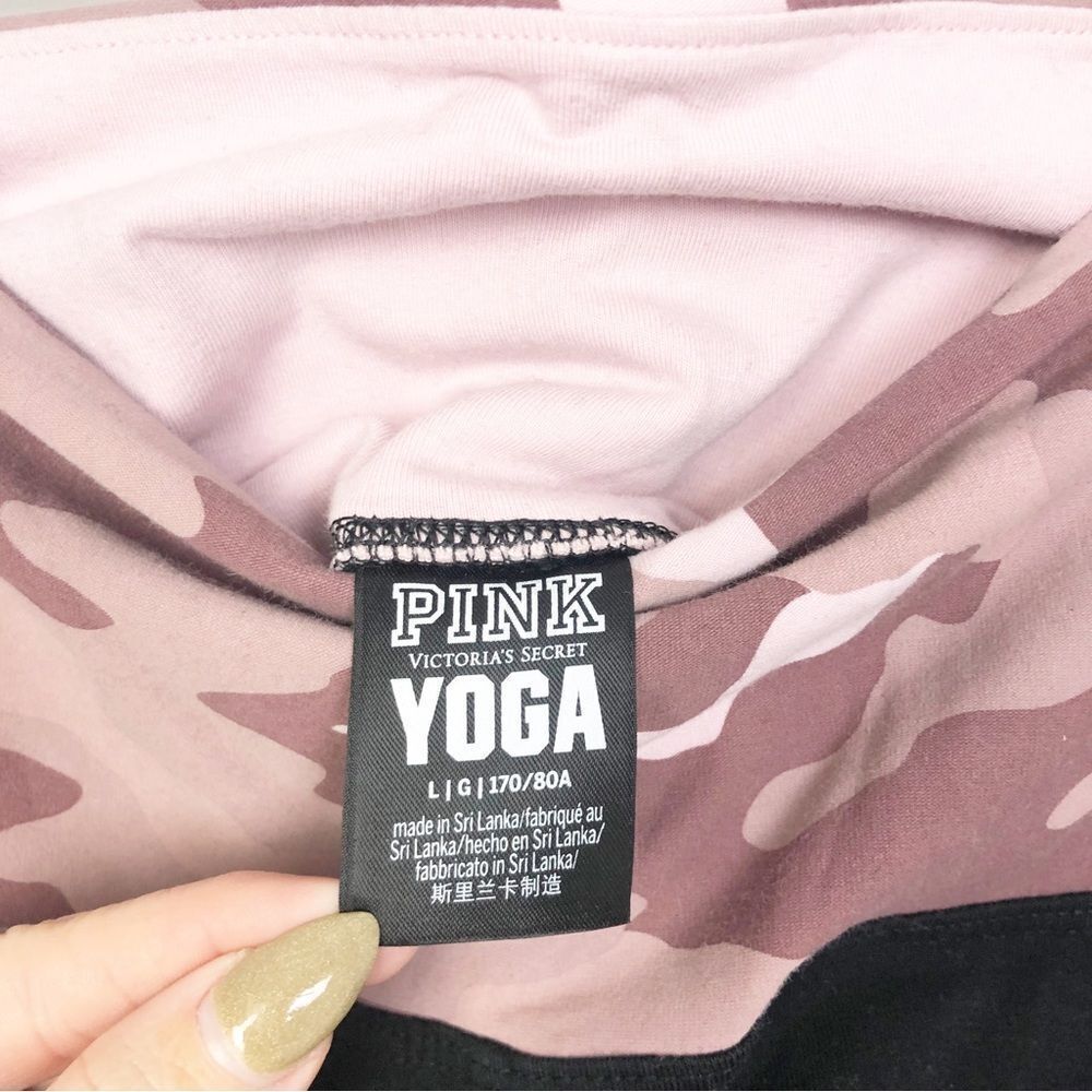 VICTORIA’S SECRET PINK | Black Yoga Leggings Blush Pink Camo Waistband Women’s L - Picture 8 of 10